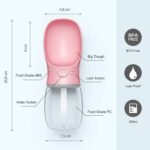 Dog Water Bottle, Leak Proof Portable Pet Water Bottles for Dogs, Puppy Water Dispenser with Drinking Feeder for Travel (Pink 12oz) - Image 3