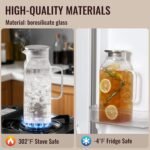 2 Pack 2 Liter/68 oz Square Glass Pitcher with Lid, Classic Stripes Water Pitchers with Handle for Fridge, Large Jug for Iced Tea, Borosilicate Glass Carafe for Hot/Cold Brew Drink, Silver - Image 4