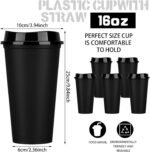 Domensi 15 Pack Reusable Coffee Cups with Lids 16 oz Disposable Travel Cups Bulk Plastic to Go Coffee Tumblers for DIY Hot Cold Drink Party Favors Coworker, Microwaveable (Black) - Image 3