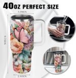 Christian Gifts for Women, 40 oz Christian Tumbler with Handle, Christian Birthday Gifts for Women, Religious Gift for Flower Butterfly Lords Prayer Cross Christian Cup - Image 6