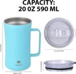 20 oz Stainless Steel Tumbler，Double-Wall Vacuum Insulated Beer Mug with Handle，Keeps Beverages Hot & Cold for Hours，Sweat-Proof Metal Tankard for IPA, Coffee, Cocktails（Blue） - Image 3