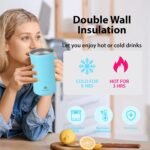 20 oz Stainless Steel Tumbler，Double-Wall Vacuum Insulated Beer Mug with Handle，Keeps Beverages Hot & Cold for Hours，Sweat-Proof Metal Tankard for IPA, Coffee, Cocktails（Blue） - Image 4