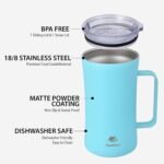 20 oz Stainless Steel Tumbler，Double-Wall Vacuum Insulated Beer Mug with Handle，Keeps Beverages Hot & Cold for Hours，Sweat-Proof Metal Tankard for IPA, Coffee, Cocktails（Blue） - Image 5
