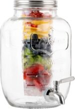 2 Gallon Glass Beverage Dispenser with Ice and Fruit Infusers, Stainless Steel Spigot and Metal Lid, Wide Mouth Mason Jar Drink Dispenser, for Iced Tea, Kombucha Brewing and more - Image 4