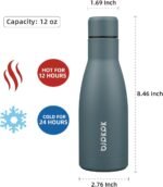 BJPKPK 12oz Water Bottles Stainless Steel Double Wall Vacuum Insulated Small Water Bottles for Travel,Deep Grey - Image 3