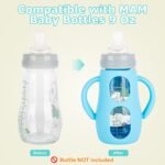 Silicone Sleeves with Handles for Mam Glass Baby Bottles 9oz,Anti Breakage Baby Bottle Holder with Handles 3 Pack - Image 5