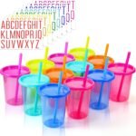 Nuanchu 24 Pcs Cups with Lids and Straws Reusable Tumbler Cups with Self Stickers Plastic Water Bottle Iced Coffee Travel Mug Adults Plastic for Party (Bright Colors) - Image 3