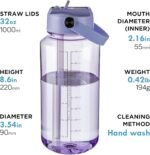 OLDLEY 32 oz Clear Water Bottle with Straw,Tritan BPA-Free, Wide Mouth, Leak Proof - for Gym, Travel, Home, School, Office (Purple) - Image 3