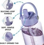 OLDLEY 32 oz Clear Water Bottle with Straw,Tritan BPA-Free, Wide Mouth, Leak Proof - for Gym, Travel, Home, School, Office (Purple) - Image 4