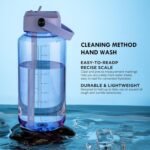 OLDLEY 32 oz Clear Water Bottle with Straw,Tritan BPA-Free, Wide Mouth, Leak Proof - for Gym, Travel, Home, School, Office (Purple) - Image 5