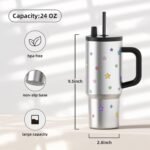 24 oz Tumbler with Lid and Straw, Stainless Steel Travel Coffee Mug with Handle, Resuable Insulated Water Bottle, Portable Ice Coffee Cup for Women, Star - Image 4