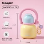 22 oz Water Bottle with Straw and Bowl, Wide Mouth Insulated Stainless Steel Tumbler 24H Ice Cold Cute Flask for Women Daily Office & Yoga Heart Bracelet Charm, Ideal Gift, Cream Yellow - Image 4