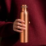 Handmade Pure Copper Water Bottle with Leak-Proof Lid, Ayurvedic Copper Drinking Bottle for Daily Hydration BPA-Free Reusable Metal Water Bottle for Home Yoga Sport & Travel - 34oz - Image 4