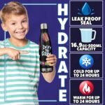 Fortnite Water Bottle for Adults & Teens 500ml, Insulated Stainless Steel Metal Flask for 24 Hours Hot & Cold Drinks, Eco-Friendly BPA Free, Gifts for Her & Him (Black Fortnite) - Image 3