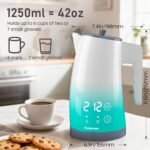 Electric Kettle with Temperature Control, 5 Preset Temps, 2H Keep Warm -1200W Quiet Water Boiler,Electric Tea Kettle with BPA-Free, Digital Cool-Touch, Rotating Base for Home,Office(Blue Gradient) - Image 3
