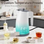 Electric Kettle with Temperature Control, 5 Preset Temps, 2H Keep Warm -1200W Quiet Water Boiler,Electric Tea Kettle with BPA-Free, Digital Cool-Touch, Rotating Base for Home,Office(Blue Gradient) - Image 4