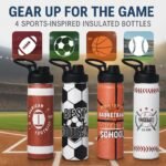 Soccer Water Bottle, 24 oz Insulated Stainless Steel Sports Bottle with Straw, Soccer Stuff Gifts for Boys - Image 6