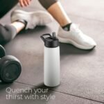 SIPX™ 25 oz Insulated Water Bottle with 3 Lids – Leakproof Stainless Steel, Triple Insulated – Cold 24 Hours/Hot 12 Hours – Durable Bottle for School, Gym, Travel – White - Image 9