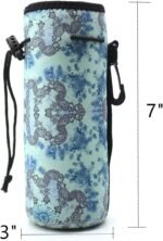 Water Bottle Carrier,Insulated Neoprene Water Gym Travel bottle Holder Bag Protector Sleeve Case Pouch Cover 0.6L or 0.75L, Great for Stainless Steel Bottles (Blue) - Image 3