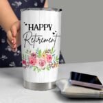 SANDJEST Happy Retirement Tumbler Stainless Steel Insulated Tumbler 20oz Retirement Gift for Women Retired Gifts Farewell Drinking Cups For Female Coworker Boss Colleague Friends - Image 7