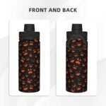 18oz Scary Pumpkin Face Sports Water Kettle with Handle, Double Wall Vacuum Insulated Hot and Cold Black Tumbler, Halloween Print Water Bottle for Gym Outdoor - Image 4