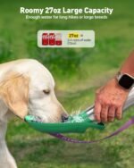 Stainless Steel Dog Water Bottle - 27 oz Portable Travel Dog Bottle & Bowl, Leak Proof Stainless Steel Metal Pet Water Bowl Dispenser for Camping, Hiking, Traveling, Walking (27oz, Green) - Image 3