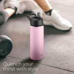 SipX™ 18 oz Insulated Water Bottle with 3 Lids – Leakproof Stainless Steel, Triple Insulated – Cold 24 Hours/Hot 12 Hours – Durable Bottle for School, Gym, Travel – Light Pink - Image 7