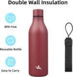 Insulated Water Bottle with Strap,25 oz Double Wall Stainless Steel Vacuum Bottles Metal Water Flask,Brick Red - Image 4