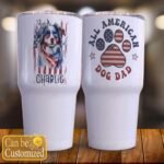 All American Australian Shepherd Dog Dad Patriotic 4th of July US Flag Insulated Tumbler Gift Custom Name Tumbler Insulated 30oz With Lid Gift - Image 3