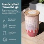 NOVA CERAMICS Travel Coffee Cup– Travel Coffee Tumbler – On the Go Coffee Mug – Microwave & Dishwasher Safe Green CoffeeTumbler - Gifts For Women Men Him Her – 16oz – Jupiter - Image 3