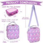Kasqo Lunch Box for Girls,6.02L Insulated Cute Lunch Bag for Kids Children Lunch Tote with Shoulder strap Water Bottle Holder, Purple Unicorn - Image 3