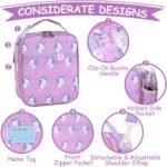 Kasqo Lunch Box for Girls,6.02L Insulated Cute Lunch Bag for Kids Children Lunch Tote with Shoulder strap Water Bottle Holder, Purple Unicorn - Image 4