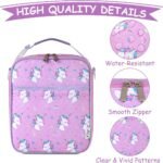 Kasqo Lunch Box for Girls,6.02L Insulated Cute Lunch Bag for Kids Children Lunch Tote with Shoulder strap Water Bottle Holder, Purple Unicorn - Image 5