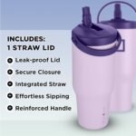 IRON °FLASK Sidekick Insulated Water Tumbler w/Straw & Foldable Handle -Stainless Steel Leak-Proof Bottle, Non-Slip Base, Fits Cup Holders for Hot, Cold Drinks -Travel Mug -30 Oz, Lavender Bliss - Image 3