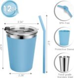Stainless Steel Kids Cups with Lids and Straws Leakproof, 5 Pack 12oz Spill Proof Cup for Kids Tumblers Unbreakable Sippy Cup with Straws for School, Outdoor (Multicolor) - Image 3