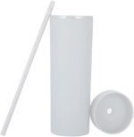 16oz Skinny Tumblers Bulk.Matte White Tumblers with Lids and Straws.Double Walled Plastic Acrylic Pastel Tumbler Cups for Iced Coffee Smoothie.DIY Slim Tumbler. - Image 4