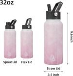 BJPKPK Insulated Water Bottles with Straw Lid, 32oz Metal Large Water Bottle with 3 Lids, Reusable Leak Proof BPA Free Thermo, Stainless Steel Tumblers for Sports, Gym, Travel-Blossom - Image 3