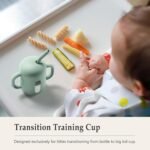CLYMENE Silicone Training Cup with Straw & Handles | Baby Sippy Cup | Water Drinking Cup for Infants and Toddlers 6 Months+, 6 oz, Sage - Image 4