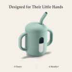 CLYMENE Silicone Training Cup with Straw & Handles | Baby Sippy Cup | Water Drinking Cup for Infants and Toddlers 6 Months+, 6 oz, Sage - Image 5