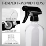 16oz Empty Glass Spray Bottle with Silicone Sleeve Protection - Refillable Containers for Cleaning Solutions, Essential Oils, Misting Plants - Including 2 Sprayers (Clear, 1 PACK) - Image 5