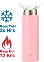 GOOFIT Thermos Double Wall Vacuum Kids Water Bottle,with Snap-On Lid and Locking Ring Insulated Water Bottle BPA Free Suitable for Schools and Travel 16 Oz Pink - Image 3