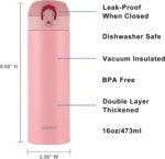 GOOFIT Thermos Double Wall Vacuum Kids Water Bottle,with Snap-On Lid and Locking Ring Insulated Water Bottle BPA Free Suitable for Schools and Travel 16 Oz Pink - Image 4