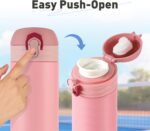 GOOFIT Thermos Double Wall Vacuum Kids Water Bottle,with Snap-On Lid and Locking Ring Insulated Water Bottle BPA Free Suitable for Schools and Travel 16 Oz Pink - Image 5