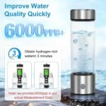 Hydrogen Water Bottle with SPE PEM Technology, 3Min 6000PPB，460ml Portable Hydro Water Machine, Health Care Gifts for Husband, Wife, Family, Friends, Travel（Included Brush） - Image 4