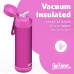 Jarlson® Kids Water Bottle CHARLI [18OZ] - Stainless Steel Thermo Bottle with Straw - Insulated, Spill Proof Waterbottle for School & Sports - Thermo Tumbler for Boys & Girls (Magenta) - Image 3