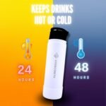 24 oz White Water Bottle with Magnetic Phone Holder- Double Wall Stainless Steel Vacuum Insulated Water Bottle with Straw- Thermal Water Bottle for Gym, Sports, Travel, Hiking & Camping - Image 5