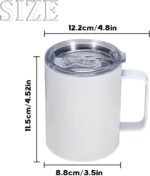12OZ Sublimation Insulated Stainless Steel Coffee Mug with Lid Bulk 1 Pack,Double Wall Vacuum Travel Coffe Cup with Handle,Reusable Metal Tumbler,Camping Mugs Keep Hot (4) - Image 3