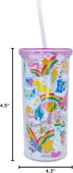 Silver Buffalo Care Bears Rainbow Stars Plastic Carnival Cup, Travel Tumbler With Lid and Reusable Straw | Holds 20 Ounces - Image 7