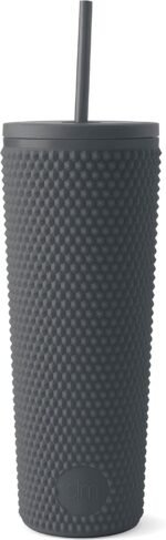 Simple Modern Plastic Matte Studded Tumbler with Lid and Straw | Reusable BPA Free Iced Coffee Cups Double Wall Smoothie Cup | Gifts for Women Men Him Her | Classic Collection | 24oz | Graphite - Image 3