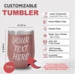 Personalized Your Text & Logo Wine Tumblers 12 oz. Laser Engraved Stainless Steel Vacuum Insulated Travel Mug with Lid, Custom Birthday Gift for Him, Her - Image 4